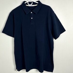 GUSTIN Mens Short Sleeve‎ Polo Shirt Navy Blue Size XXL Cotton Collared Golf Tee